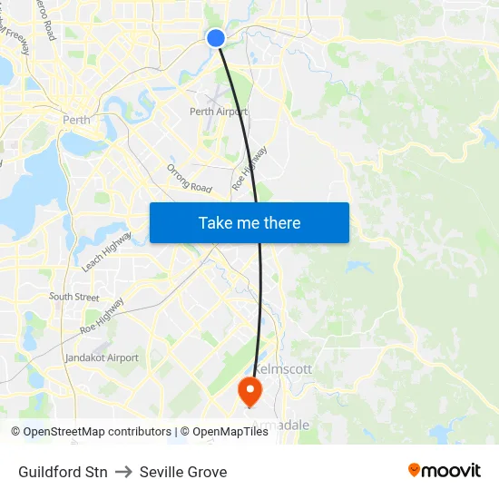Guildford Stn to Seville Grove map
