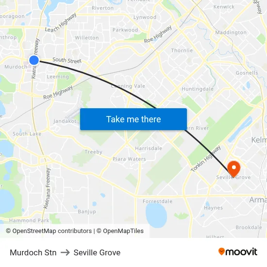 Murdoch Stn to Seville Grove map