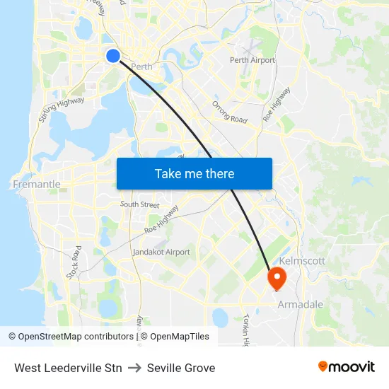 West Leederville Stn to Seville Grove map
