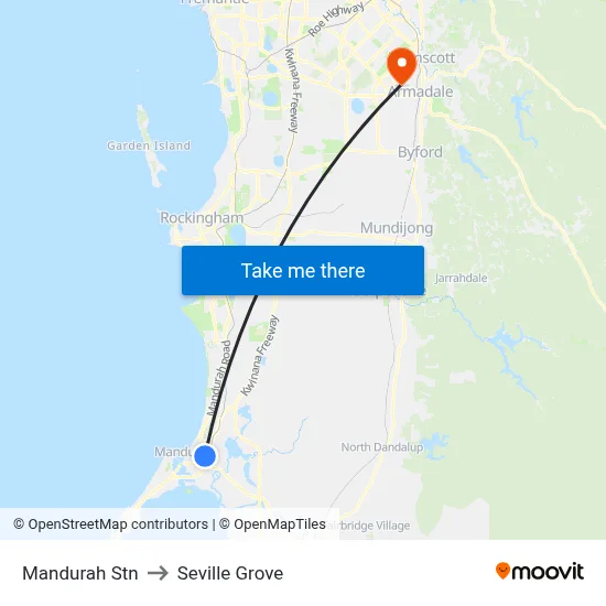 Mandurah Stn to Seville Grove map