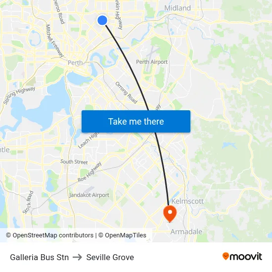 Galleria Bus Stn to Seville Grove map