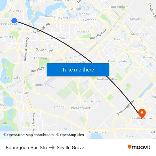 Booragoon Bus Stn to Seville Grove map