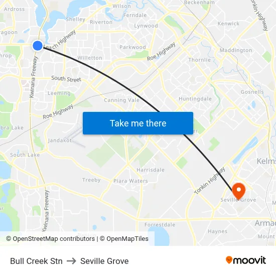 Bull Creek Stn to Seville Grove map