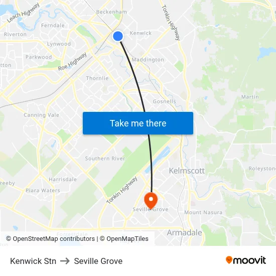 Kenwick Stn to Seville Grove map