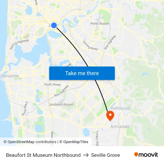 Beaufort St Museum Northbound to Seville Grove map