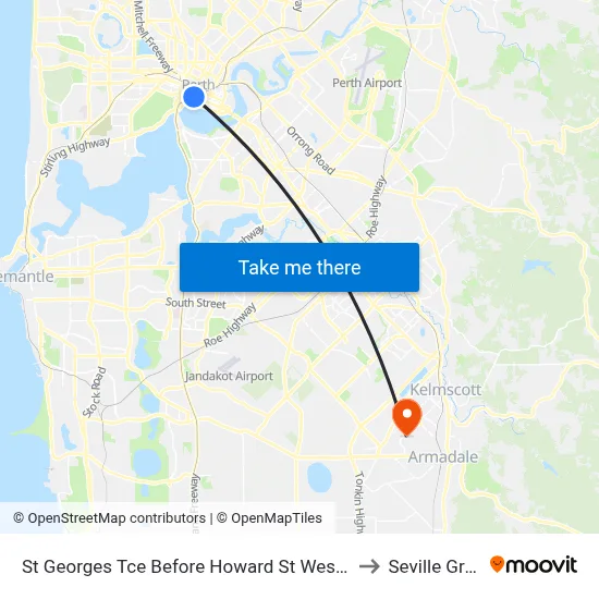 St Georges Tce Before Howard St Westbound to Seville Grove map