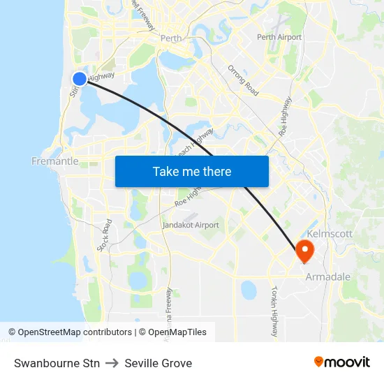 Swanbourne Stn to Seville Grove map