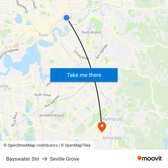 Bayswater Stn to Seville Grove map