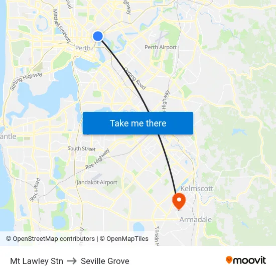 Mt Lawley Stn to Seville Grove map