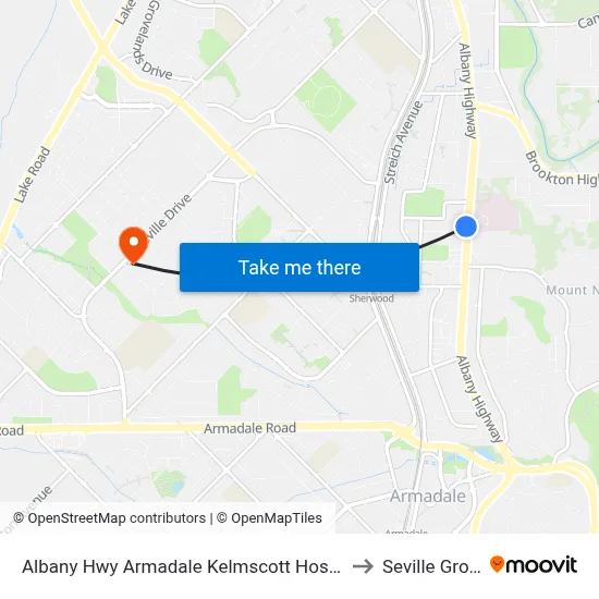Albany Hwy Armadale Kelmscott Hospital to Seville Grove map