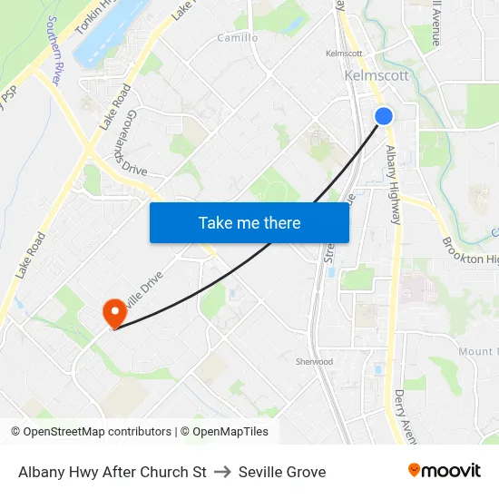 Albany Hwy After Church St to Seville Grove map