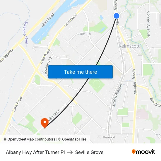 Albany Hwy After Turner Pl to Seville Grove map