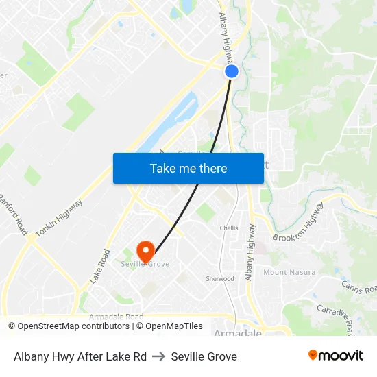 Albany Hwy After Lake Rd to Seville Grove map