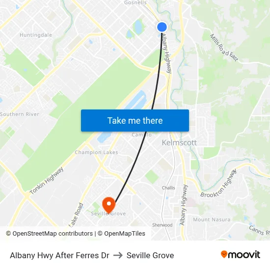 Albany Hwy After Ferres Dr to Seville Grove map