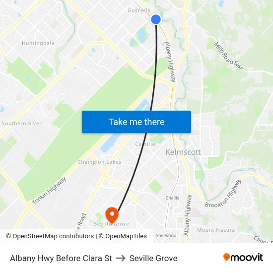 Albany Hwy Before Clara St to Seville Grove map