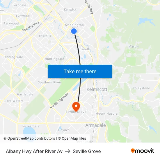 Albany Hwy After River Av to Seville Grove map