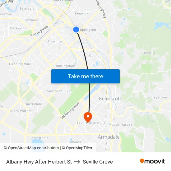 Albany Hwy After Herbert St to Seville Grove map