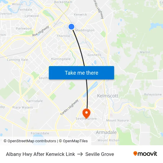 Albany Hwy After Kenwick Link to Seville Grove map