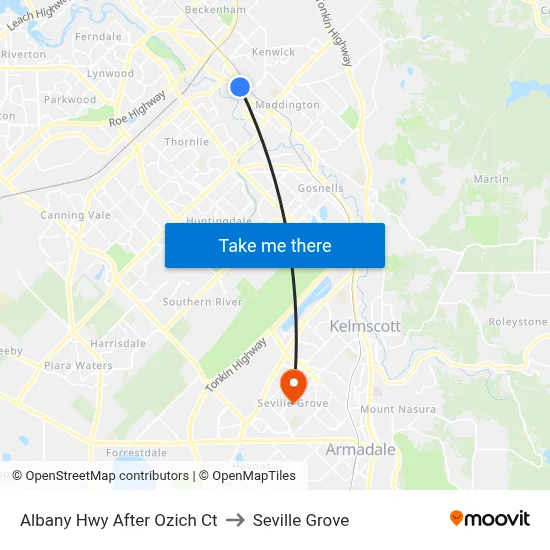 Albany Hwy After Ozich Ct to Seville Grove map