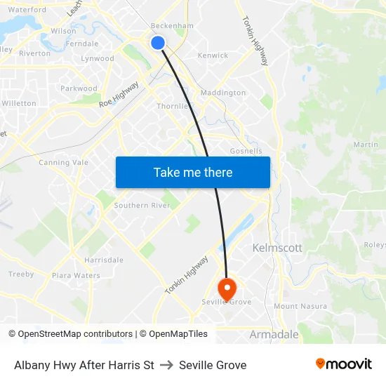 Albany Hwy After Harris St to Seville Grove map