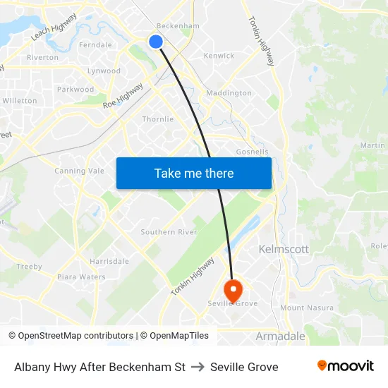 Albany Hwy After Beckenham St to Seville Grove map