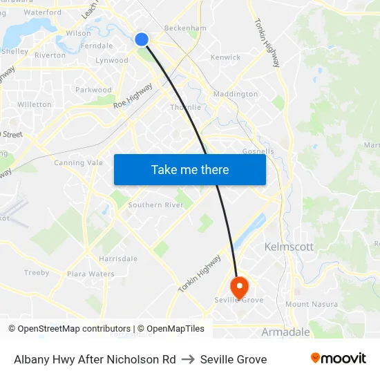 Albany Hwy After Nicholson Rd to Seville Grove map