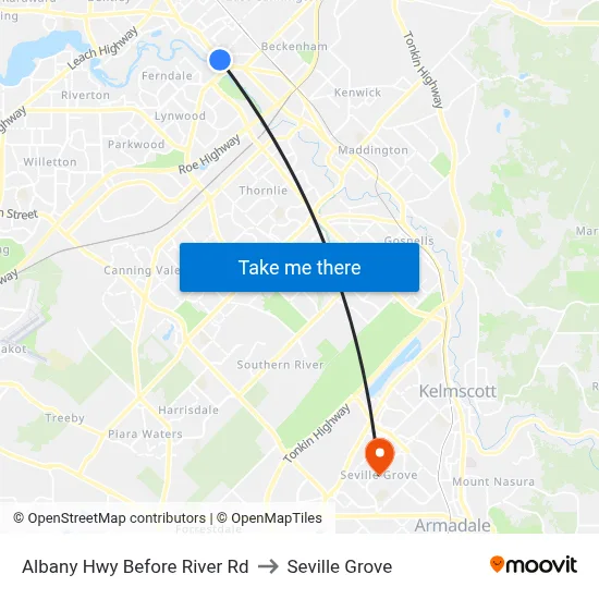 Albany Hwy Before River Rd to Seville Grove map