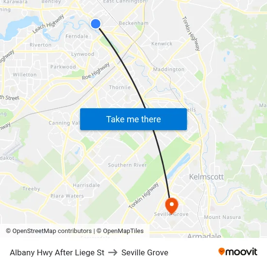 Albany Hwy After Liege St to Seville Grove map
