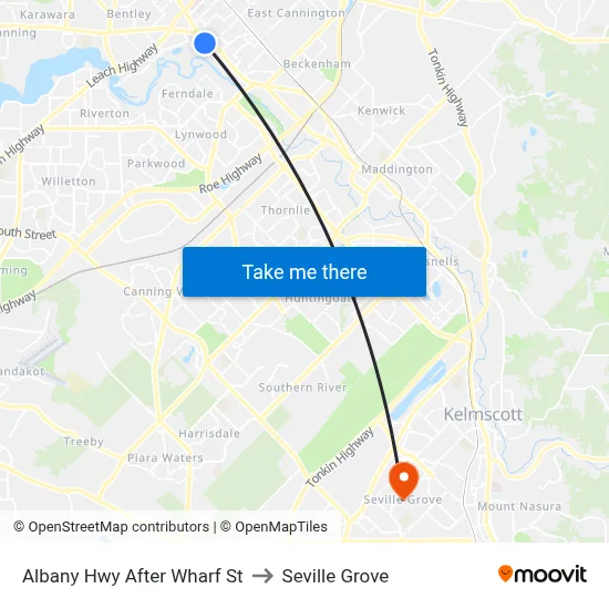 Albany Hwy After Wharf St to Seville Grove map