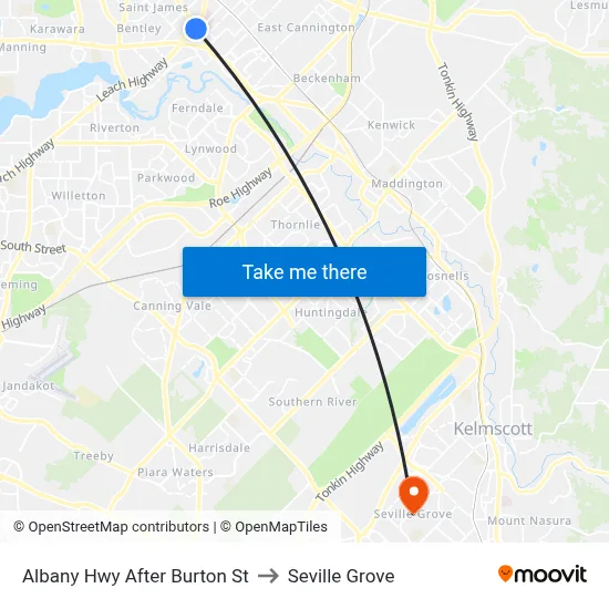 Albany Hwy After Burton St to Seville Grove map