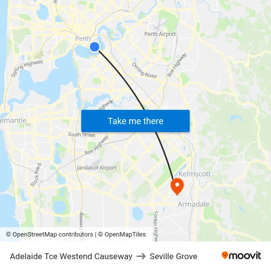 Adelaide Tce Westend Causeway to Seville Grove map