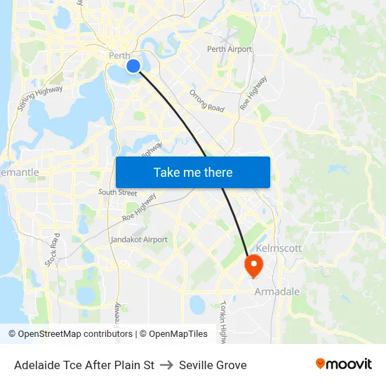 Adelaide Tce After Plain St to Seville Grove map