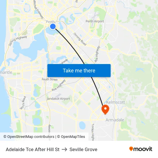 Adelaide Tce After Hill St to Seville Grove map