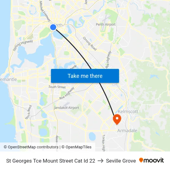 St Georges Tce Mount Street Cat Id 22 to Seville Grove map
