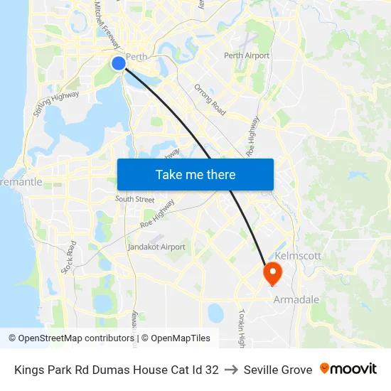 Kings Park Rd Dumas House Cat Id 32 to Seville Grove map