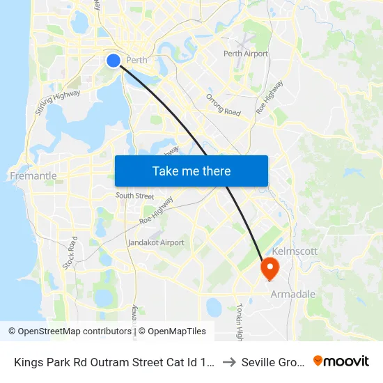 Kings Park Rd Outram Street Cat Id 107 to Seville Grove map