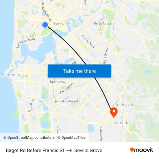 Bagot Rd Before Francis St to Seville Grove map