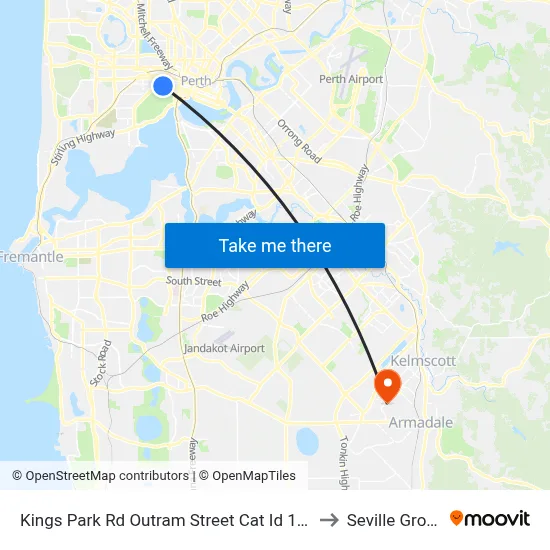 Kings Park Rd Outram Street Cat Id 141 to Seville Grove map
