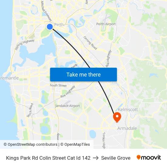 Kings Park Rd Colin Street Cat Id 142 to Seville Grove map