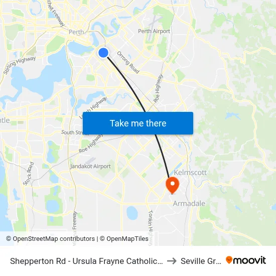 Shepperton Rd - Ursula Frayne Catholic Coll Sen to Seville Grove map