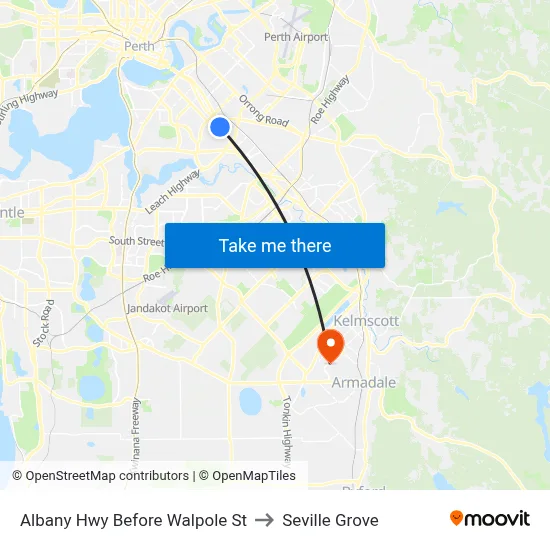 Albany Hwy Before Walpole St to Seville Grove map