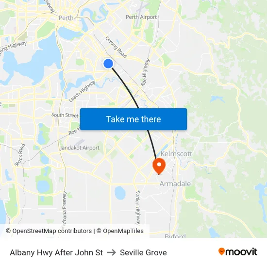 Albany Hwy After John St to Seville Grove map