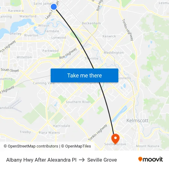 Albany Hwy After Alexandra Pl to Seville Grove map