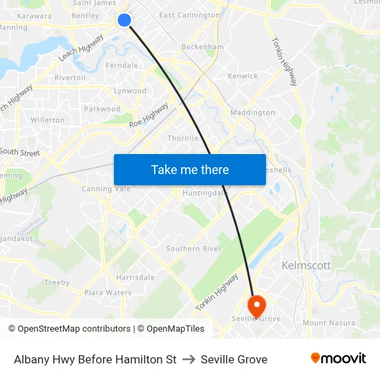 Albany Hwy Before Hamilton St to Seville Grove map