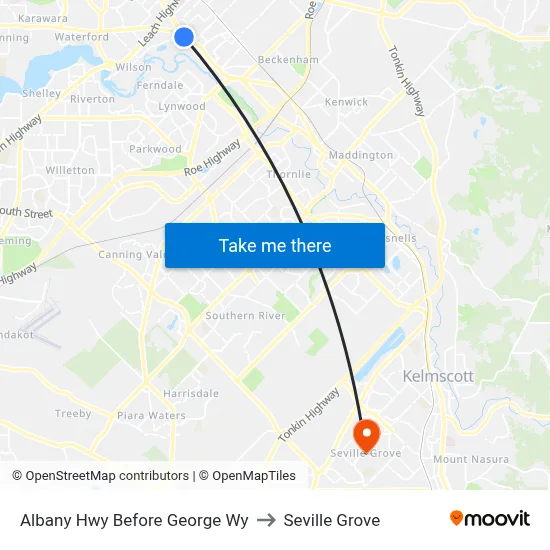 Albany Hwy Before George Wy to Seville Grove map
