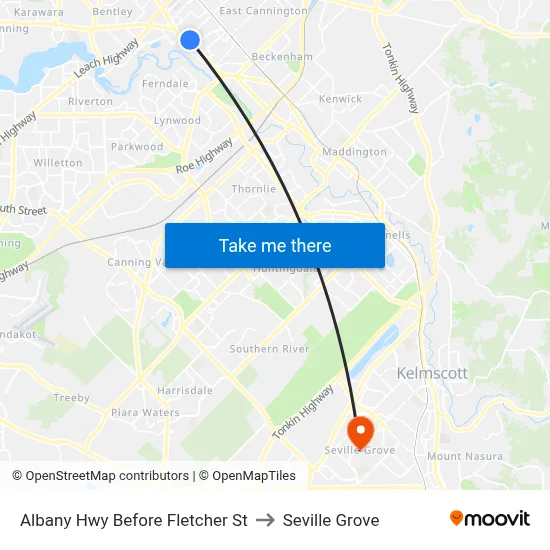 Albany Hwy Before Fletcher St to Seville Grove map