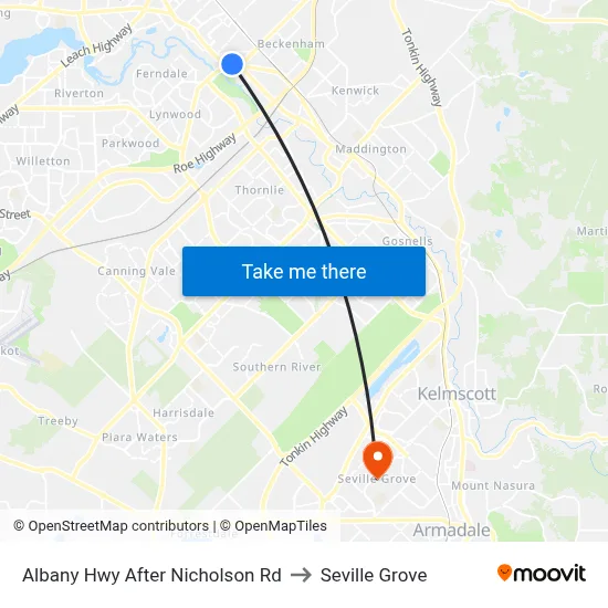 Albany Hwy After Nicholson Rd to Seville Grove map