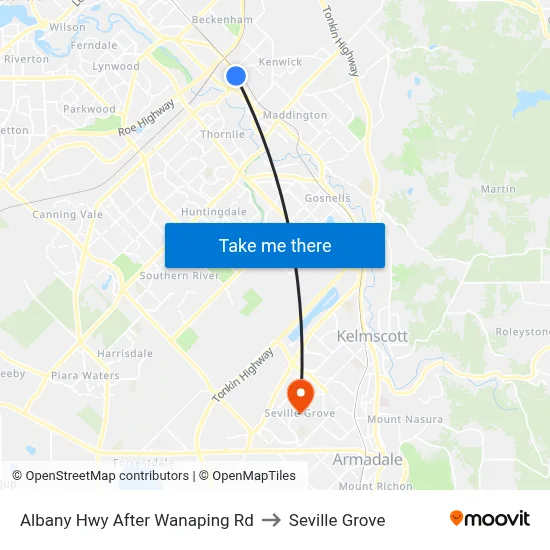 Albany Hwy After Wanaping Rd to Seville Grove map