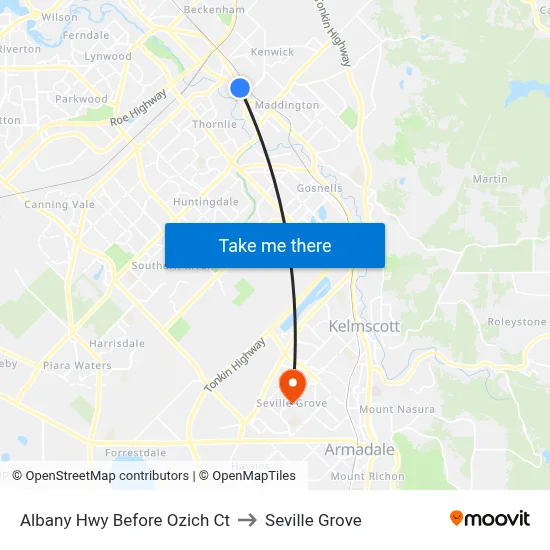Albany Hwy Before Ozich Ct to Seville Grove map