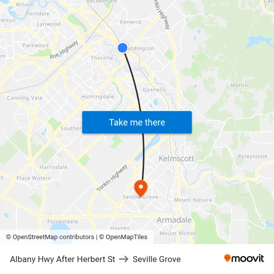 Albany Hwy After Herbert St to Seville Grove map